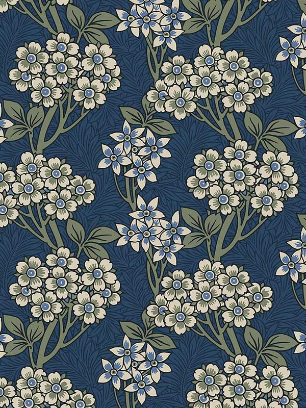 Floral Vine fabric in blue jay and sage color - pattern number ET12012 - by Seabrook in the Legacy Prints collection