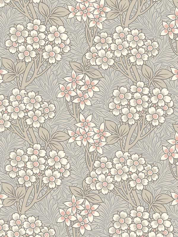 Floral Vine fabric in daydream grey and rose petal color - pattern number ET12016 - by Seabrook in the Legacy Prints collection