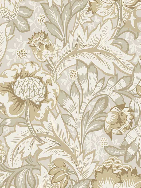 Acanthus Garden fabric in warm neutral color - pattern number ET12307 - by Seabrook in the Legacy Prints collection