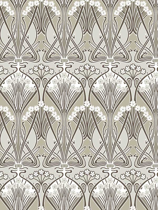 Dragonfly Damask wallpaper in warm pewter color - pattern number ET12416 - by Seabrook in the Legacy Prints collection