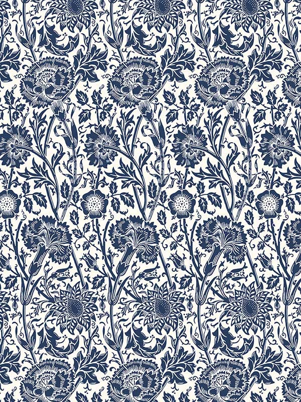 Tonal Floral Trail fabric in navy blue color - pattern number ET12502 - by Seabrook in the Legacy Prints collection