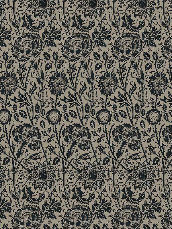 Tonal Floral Trail fabric in taupe and ebony color - pattern number ET12518 - by Seabrook in the Legacy Prints collection