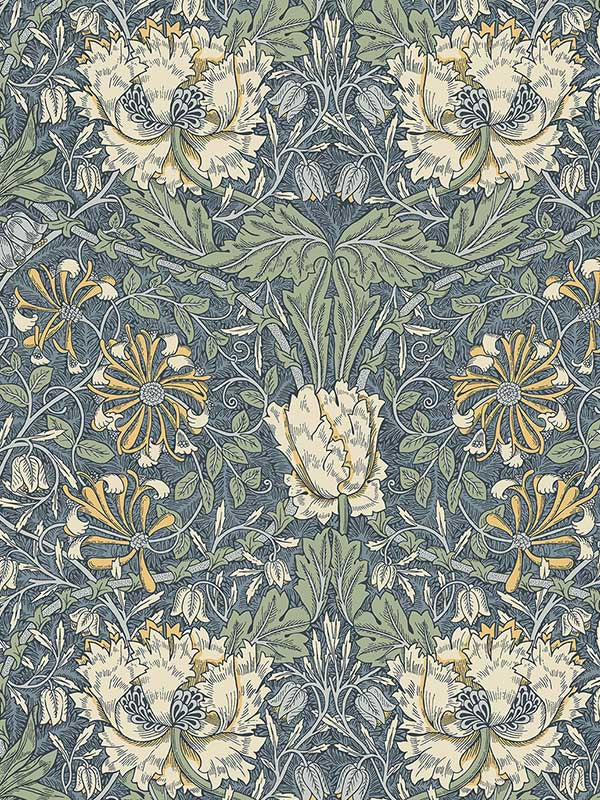 Ogee Flora wallpaper in blue lake and french vanilla color - pattern number ET12602 - by Seabrook in the Legacy Prints collection