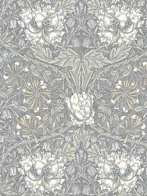 Ogee Flora wallpaper in stone grey and desert sand color - pattern number ET12607 - by Seabrook in the Legacy Prints collection