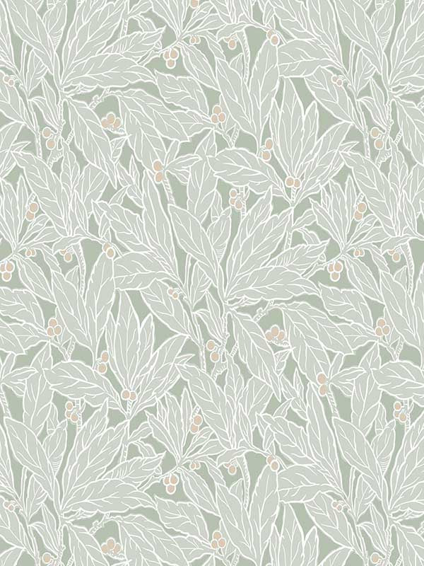 Leaf and Berry fabric in spearmint color - pattern number ET12804 - by Seabrook in the Legacy Prints collection