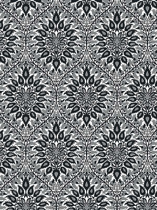Luna Ogee wallpaper in ebony and argos grey color - pattern number ET12900 - by Seabrook in the Legacy Prints collection