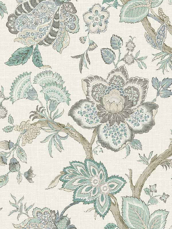 Bernadette Jacobean fabric in summer sky and french blue color - pattern number FC60408 - by Seabrook in the French Country collection