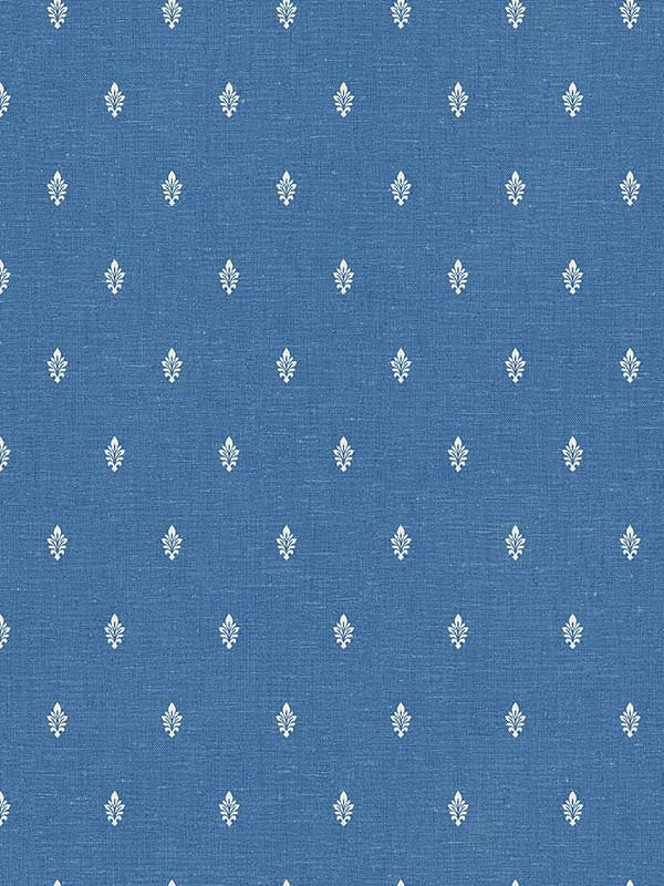 Petite Feuille Sprig fabric in denim wash color - pattern number FC60602 - by Seabrook in the French Country collection