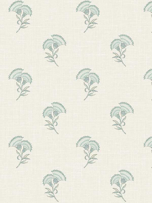 Lotus Branch Floral fabric in minty meadow and french grey color - pattern number FC60808 - by Seabrook in the French Country collection
