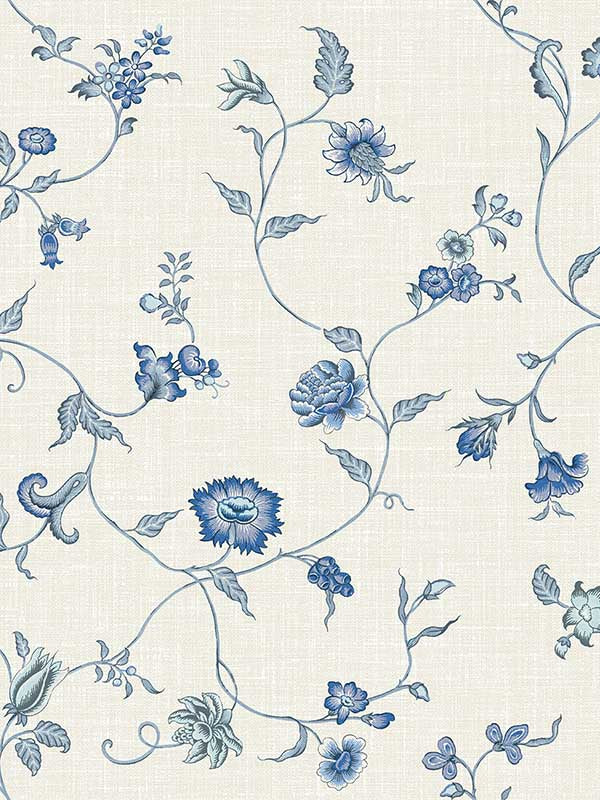 Florale Trail fabric in french blue color - pattern number FC61002 - by Seabrook in the French Country collection