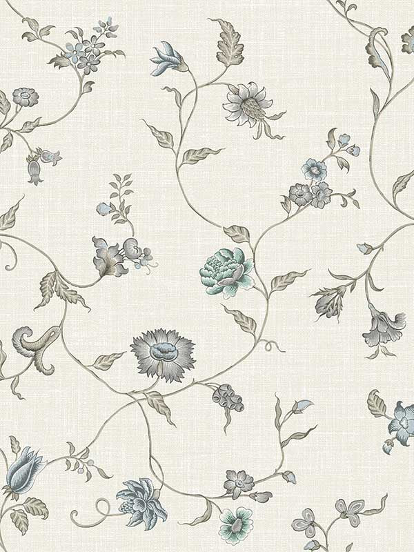 Florale Trail fabric in bisque bleu and french color - pattern number FC61008 - by Seabrook in the French Country collection