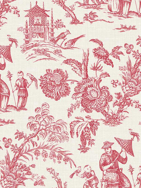 Colette Chinoiserie wallpaper in antique ruby color - pattern number FC61801 - by Seabrook in the French Country collection