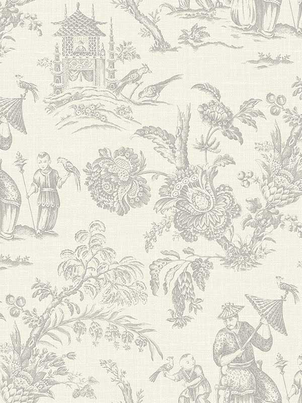 Colette Chinoiserie wallpaper in french grey color - pattern number FC61808 - by Seabrook in the French Country collection