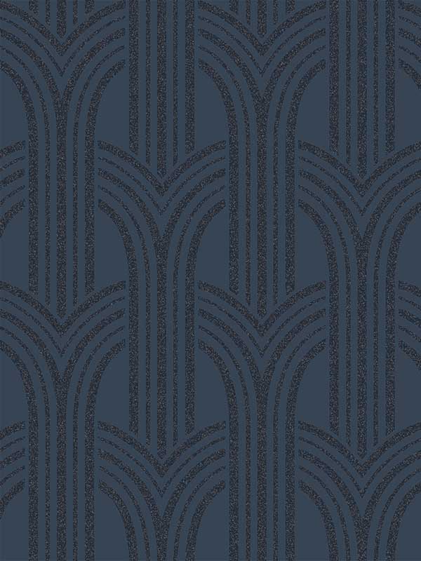 Deco Arches fabric in blue lustre color - pattern number BD50402 - by Seabrook in the Etten Beaded Wallpaper collection