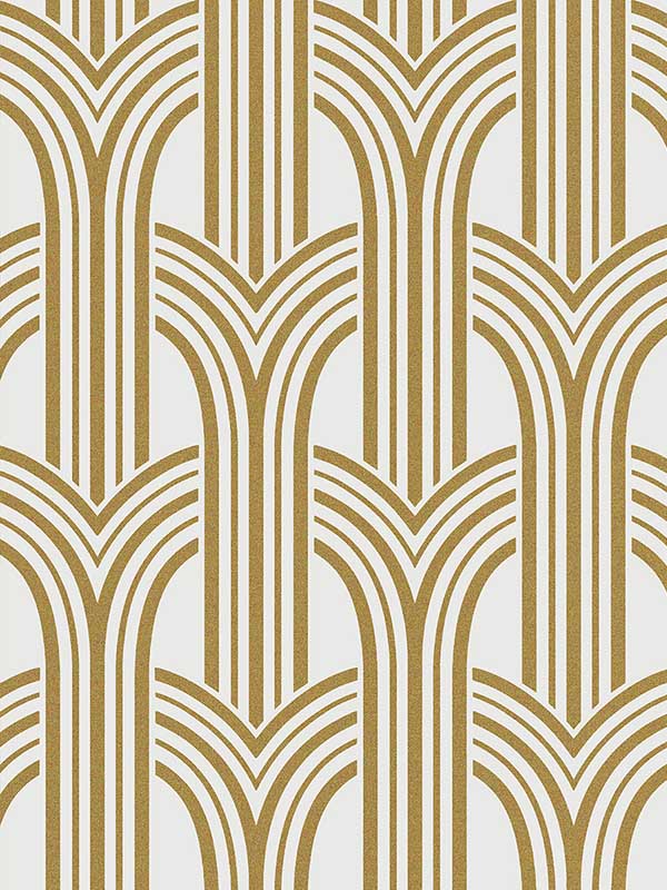 Deco Arches fabric in antique gold and pearl color - pattern number BD50406 - by Seabrook in the Etten Beaded Wallpaper collection