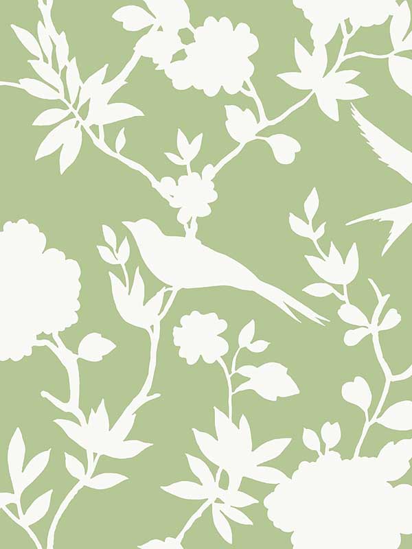 Kauai Bird Toile fabric in seacrest green color - pattern number LN40904 - by Seabrook in the Lillian August Coastal Haven collection
