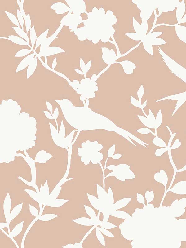 Kauai Bird Toile fabric in peach petal color - pattern number LN40906 - by Seabrook in the Lillian August Coastal Haven collection