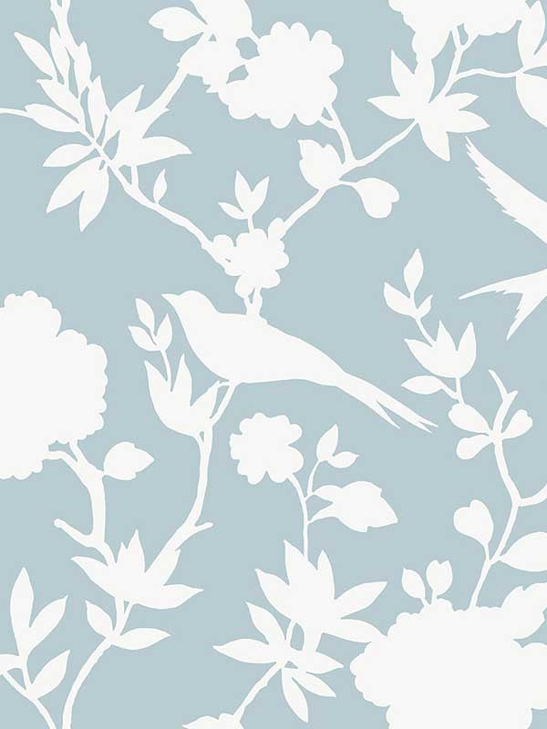 Kauai Bird Toile fabric in hampton blue color - pattern number LN40912 - by Seabrook in the Lillian August Coastal Haven collection