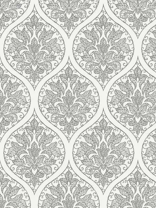Emporium Ogee fabric in cream and silver color - pattern number 7002 - by Galerie in the Emporium collection