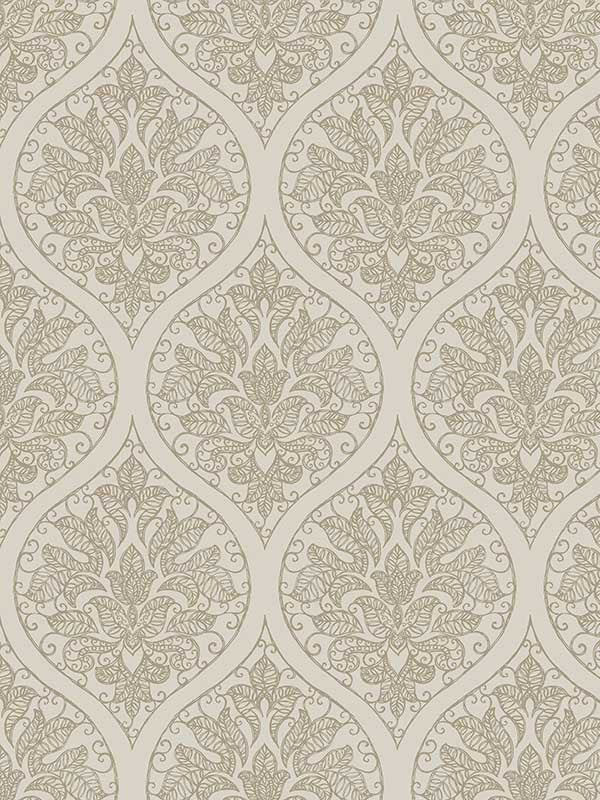Emporium Ogee fabric in cream and gold color - pattern number 7003 - by Galerie in the Emporium collection