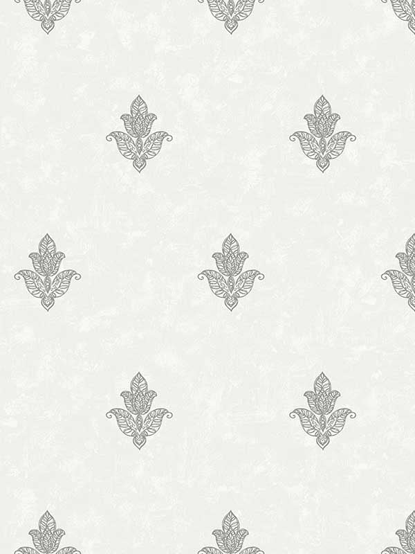 Mehndi Motif fabric in cream and silver color - pattern number 7012 - by Galerie in the Emporium collection
