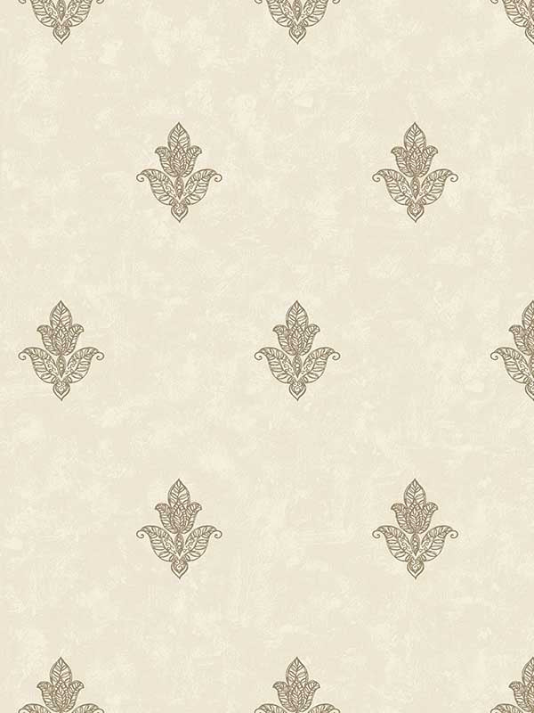 Mehndi Motif fabric in cream and gold color - pattern number 7013 - by Galerie in the Emporium collection