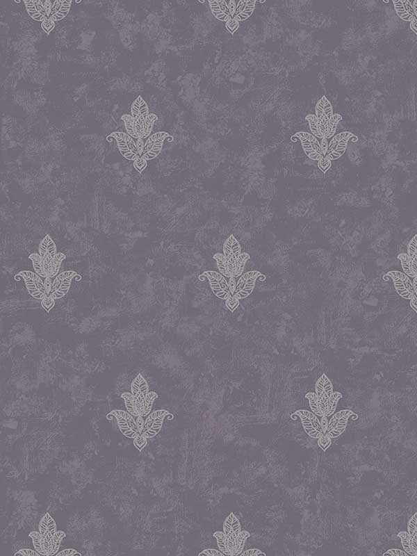 Mehndi Motif fabric in purple and silver color - pattern number 7018 - by Galerie in the Emporium collection