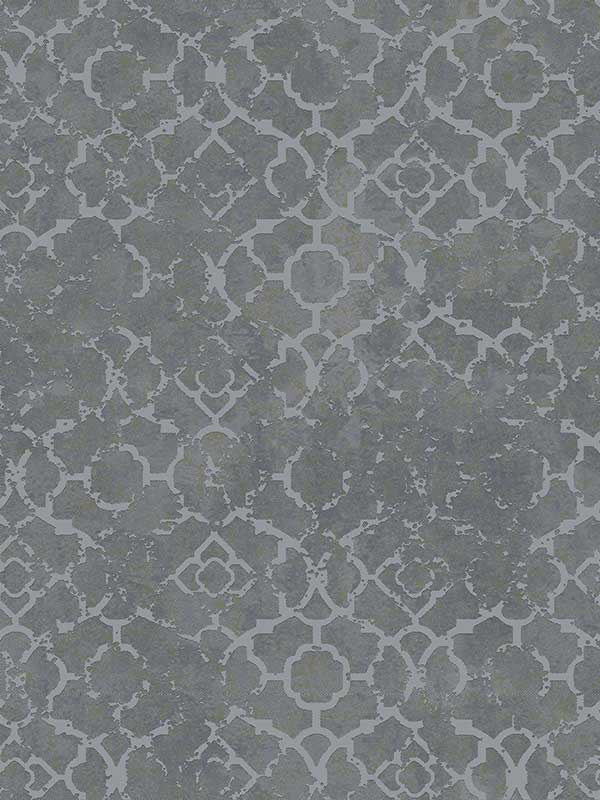 Aged Quatrefoil fabric in grey and silver color - pattern number DWP024602 - by Galerie in the Emporium collection