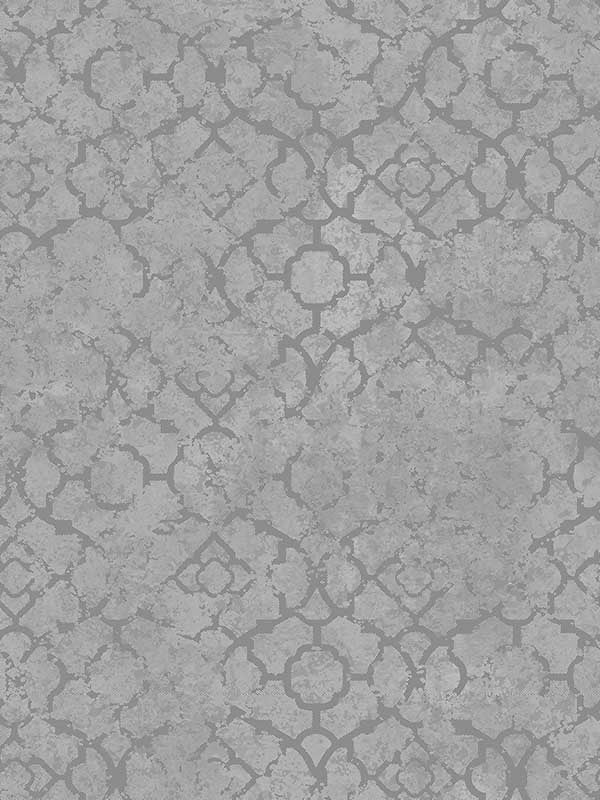 Aged Quatrefoil fabric in silver color - pattern number DWP024603 - by Galerie in the Emporium collection
