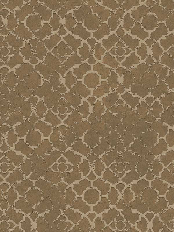 Aged Quatrefoil fabric in gold color - pattern number DWP024607 - by Galerie in the Emporium collection