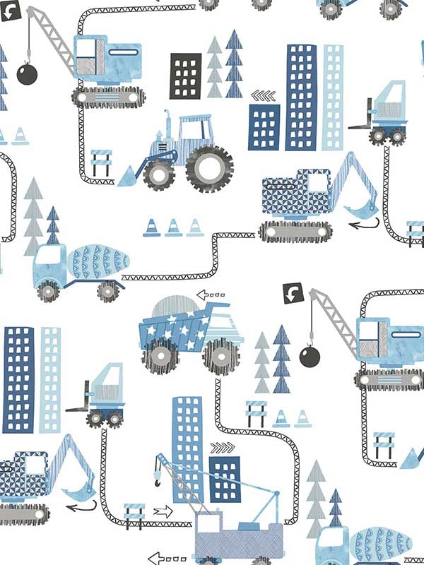Construction fabric in blue color - pattern number G78360 - by Galerie in the Tiny Tots 2 collection
