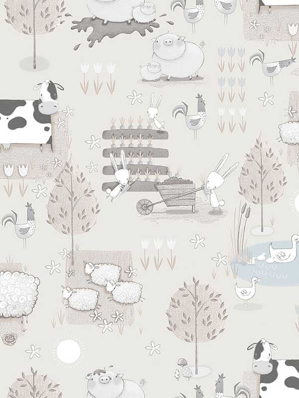 Farmland fabric in greige color - pattern number G78375 - by Galerie in the Tiny Tots 2 collection