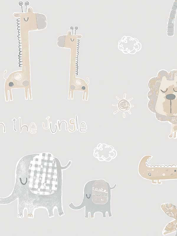Jungle Friends fabric in greige tan color - pattern number G78379 - by Galerie in the Tiny Tots 2 collection