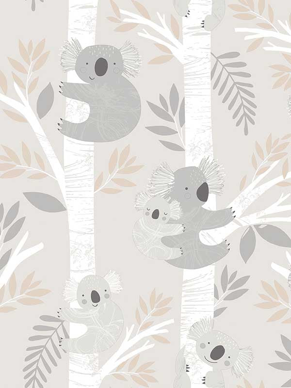 Koalas fabric in greige tan glitter color - pattern number G78385 - by Galerie in the Tiny Tots 2 collection