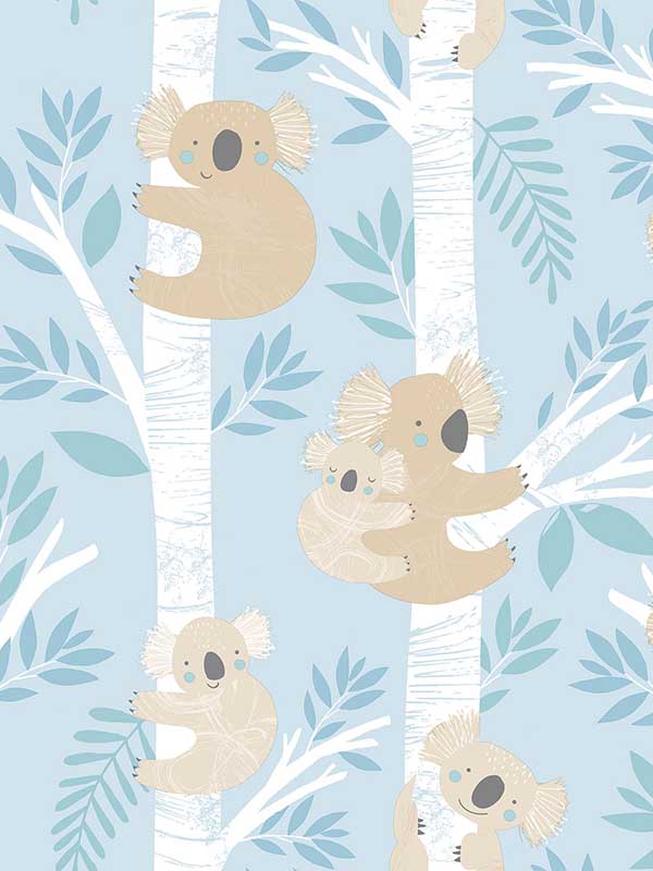 Koalas fabric in light blues glitter color - pattern number G78386 - by Galerie in the Tiny Tots 2 collection