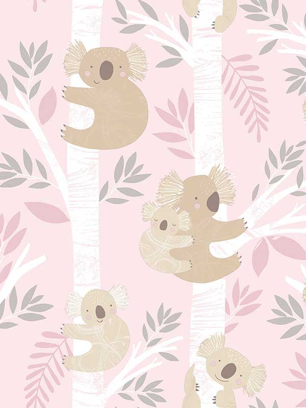 Koalas fabric in pink grey glitter color - pattern number G78387 - by Galerie in the Tiny Tots 2 collection
