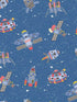 Spaceships fabric in cobalt primary glitter color - pattern number G78411 - by Galerie in the Tiny Tots 2 collection