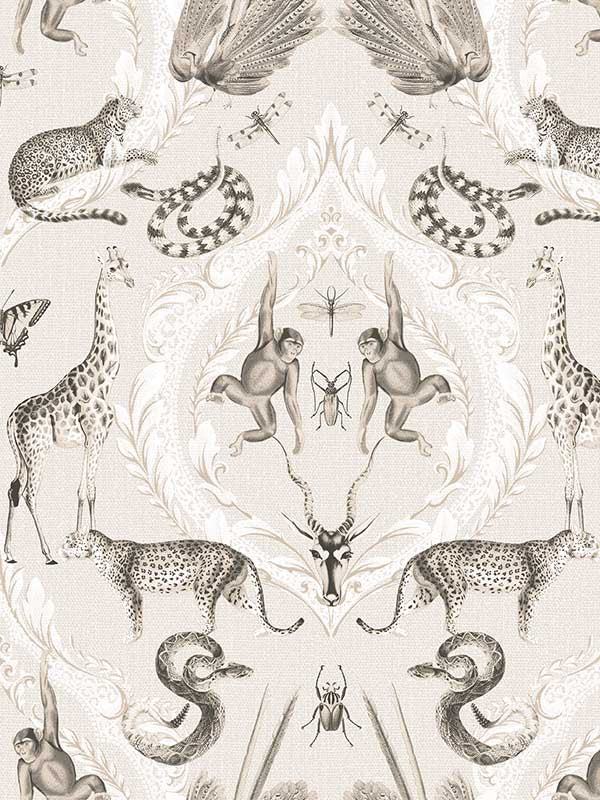 Menagerie fabric in beige black color - pattern number G78309 - by Galerie in the Bazaar collection