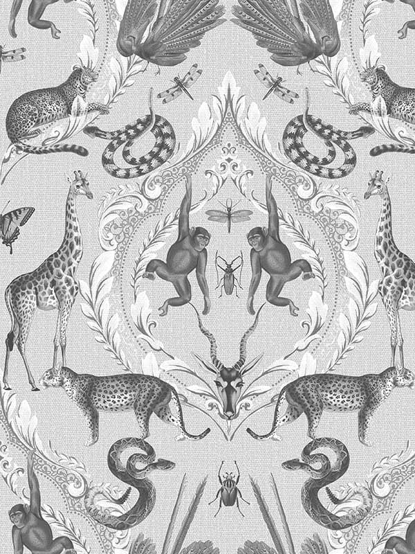 Menagerie fabric in grey hopsack black color - pattern number G78310 - by Galerie in the Bazaar collection