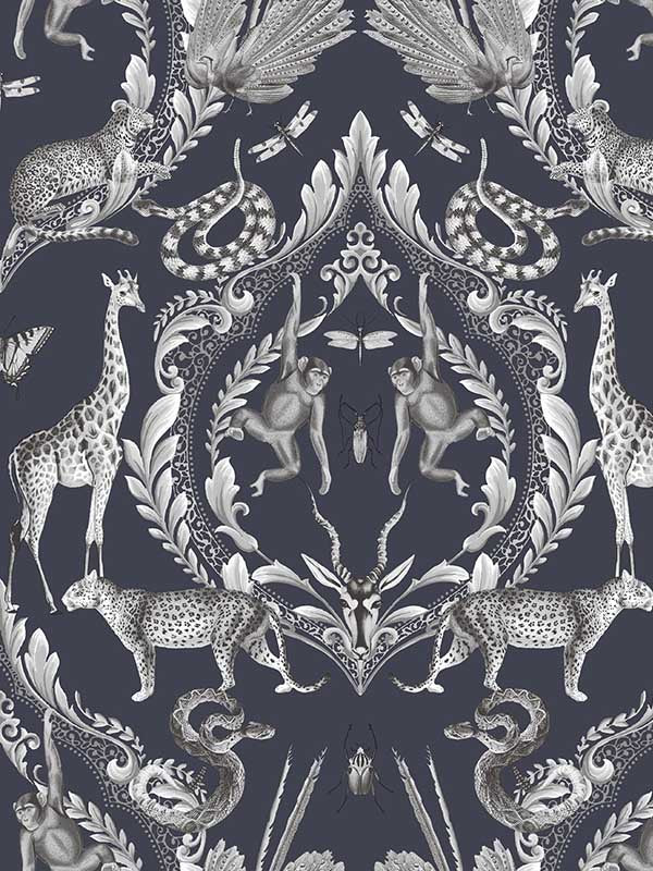 Menagerie fabric in navy color - pattern number G78311 - by Galerie in the Bazaar collection