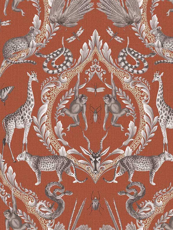 Menagerie fabric in rust color - pattern number G78312 - by Galerie in the Bazaar collection