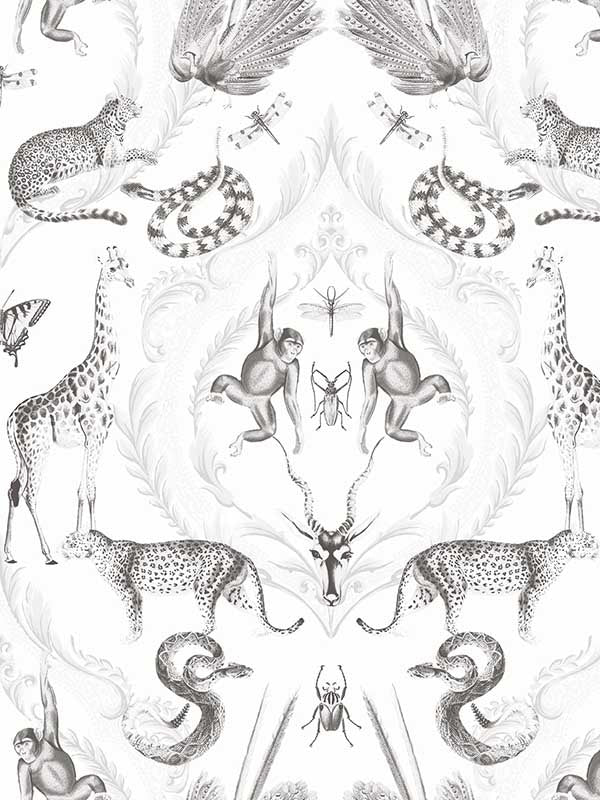 Menagerie fabric in white greys color - pattern number G78314 - by Galerie in the Bazaar collection