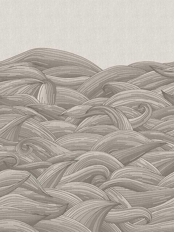 Waves 3 Panel fabric in taupe grey color - pattern number 26786 - by Galerie in the Crafted collection