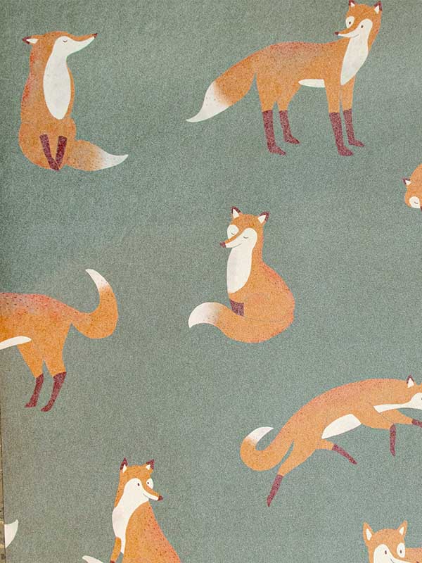 Friendly Foxes fabric in dark green color - pattern number 26841 - by Galerie in the Great Kids collection