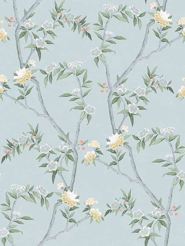 Chinoiserie fabric in blue color - pattern number 19001 - by Galerie in the Spring Blossom collection