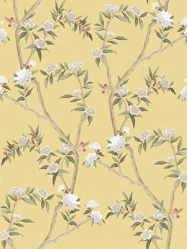 Chinoiserie fabric in yellow color - pattern number 19003 - by Galerie in the Spring Blossom collection