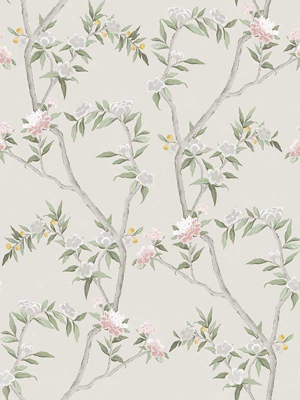 Chinoiserie fabric in white color - pattern number 19005 - by Galerie in the Spring Blossom collection