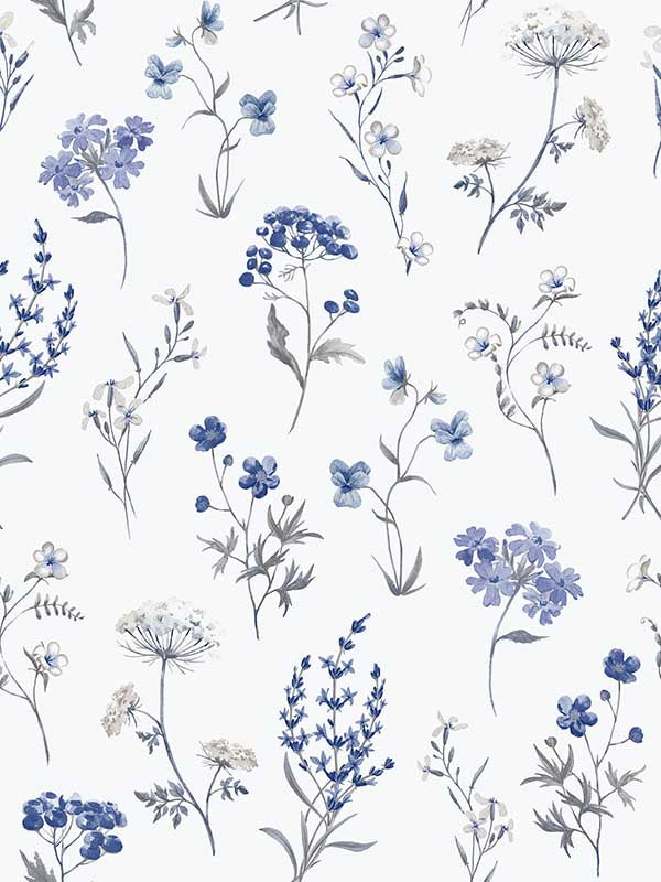Botanical fabric in blue color - pattern number 19011 - by Galerie in the Spring Blossom collection