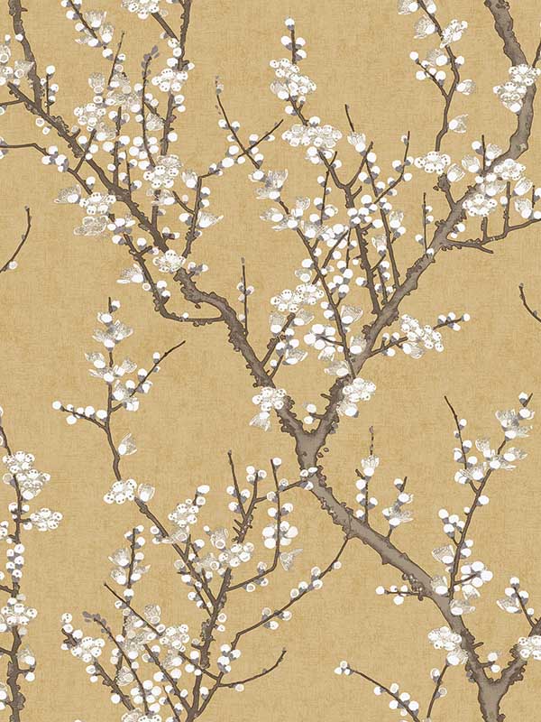 Sakura Tree fabric in yellow color - pattern number 19032 - by Galerie in the Spring Blossom collection