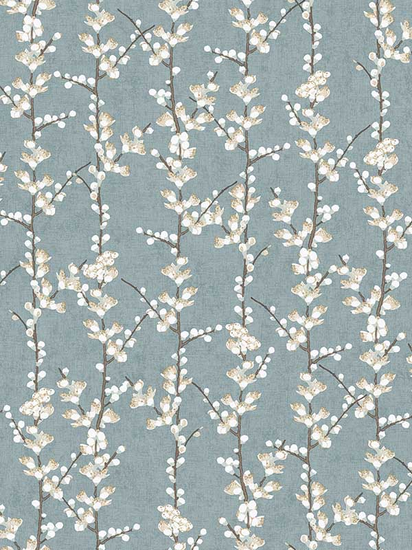 Sakura Row fabric in blue color - pattern number 19041 - by Galerie in the Spring Blossom collection
